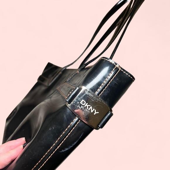 Vtg black dkny shoulder bag - Picture 3 of 7